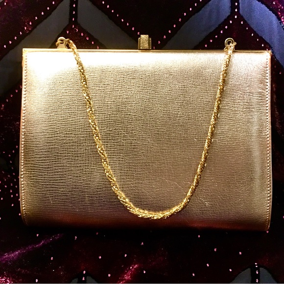 VINTAGE 1960s NICHOLAS REICH FOR BONWIT TELLER GOLD EVENING PURSE—RARE & ELEGANT - Picture 2 of 16